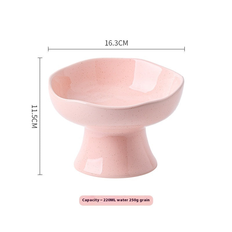 KFX-2015549 Large Ceramic Pet Bowl - Anti-Tumble Design in Pink, Beige, and Sky Blue for Cats