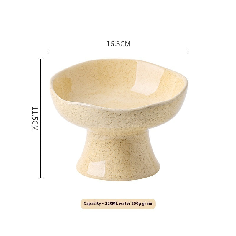 KFX-2015549 Large Ceramic Pet Bowl - Anti-Tumble Design in Pink, Beige, and Sky Blue for Cats