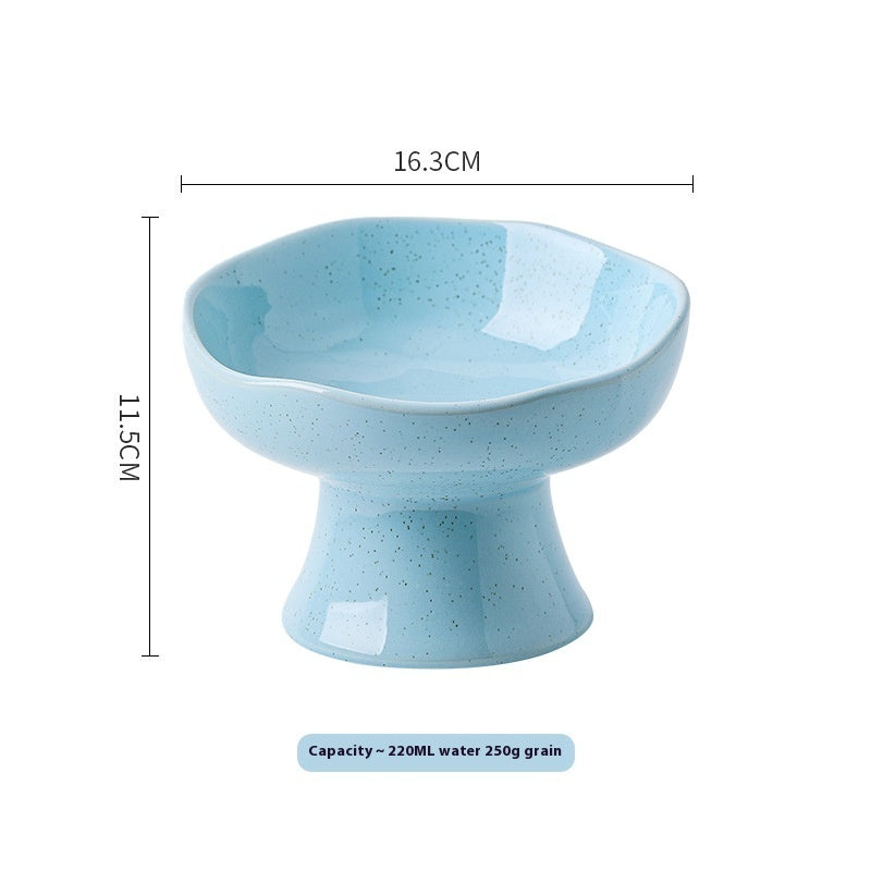 KFX-2015549 Large Ceramic Pet Bowl - Anti-Tumble Design in Pink, Beige, and Sky Blue for Cats