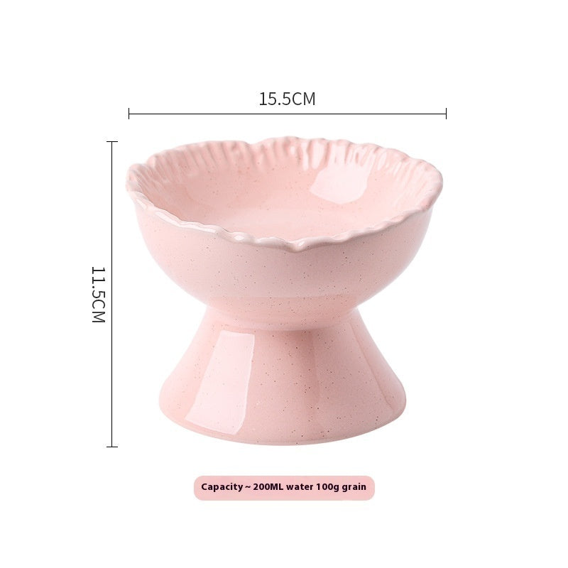 KFX-2015549 Large Ceramic Pet Bowl - Anti-Tumble Design in Pink, Beige, and Sky Blue for Cats