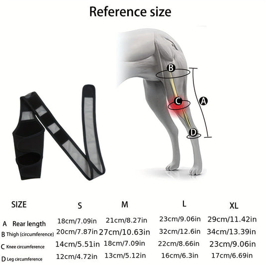 KFX-2017981 Adjustable Dog Knee Pads for Joint Recovery and Post-Surgery Support, Thigh Brace Wrap for Injury Protection