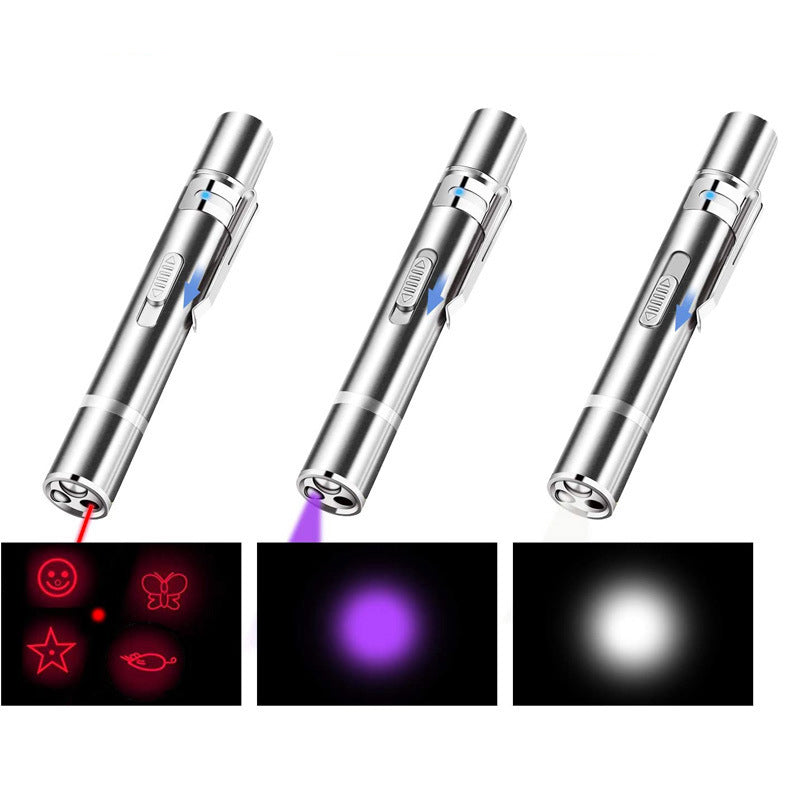 KFX-2018621 Interactive Laser Pointer Cat Toy with USB Recharge, 5 Light Modes for Indoor Cats and Dogs, Portable Design