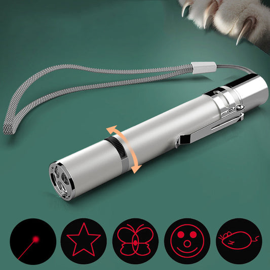 KFX-2018621 Interactive Laser Pointer Cat Toy with USB Recharge, 5 Light Modes for Indoor Cats and Dogs, Portable Design