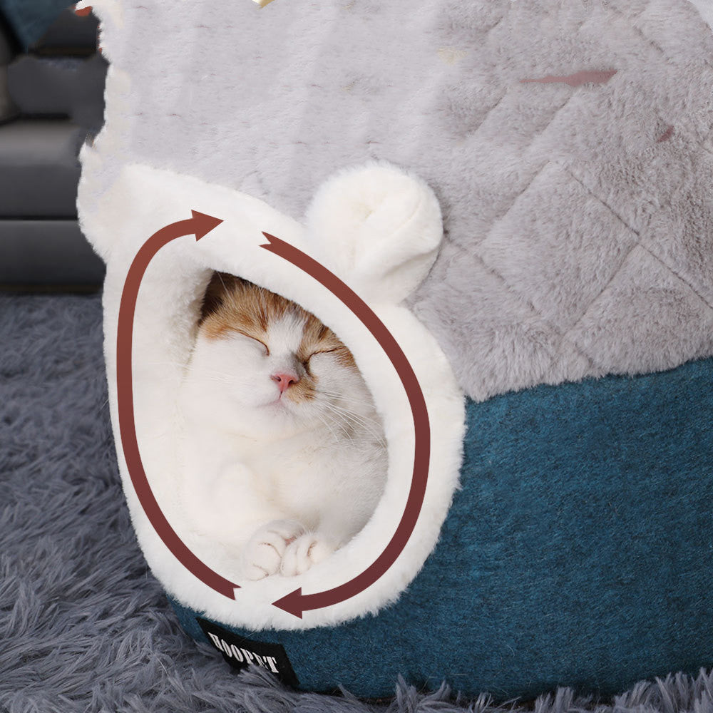 KFX-2021181 Dual-Purpose Quilted Cat Litter Mat with Warm Blanket and Summer Cooling Rattan Mat for Cats