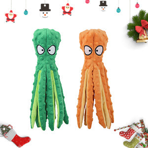 KFX-2022589 Durable Octopus Plush Dog Toy with Crinkle Sound for Interactive Play and Teething Relief
