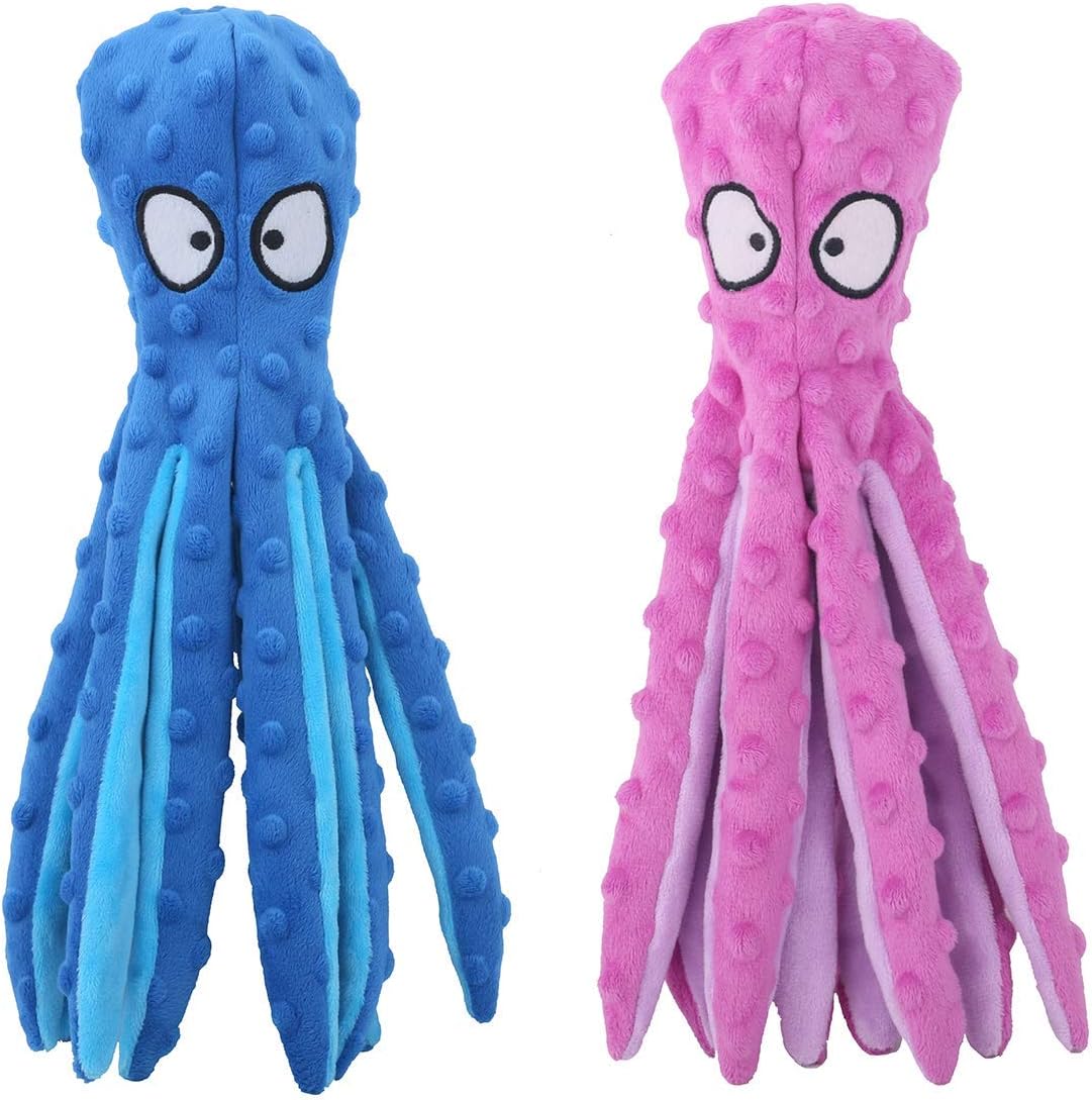 KFX-2022589 Durable Octopus Plush Dog Toy with Crinkle Sound for Interactive Play and Teething Relief