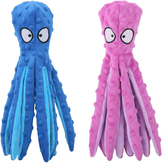 KFX-2022589 Durable Octopus Plush Dog Toy with Crinkle Sound for Interactive Play and Teething Relief
