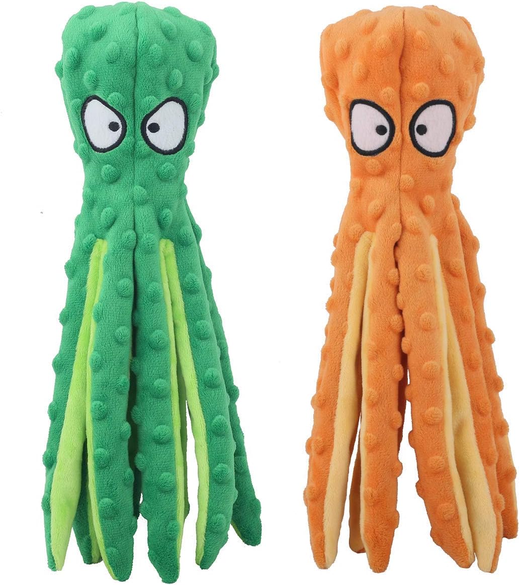 KFX-2022589 Durable Octopus Plush Dog Toy with Crinkle Sound for Interactive Play and Teething Relief