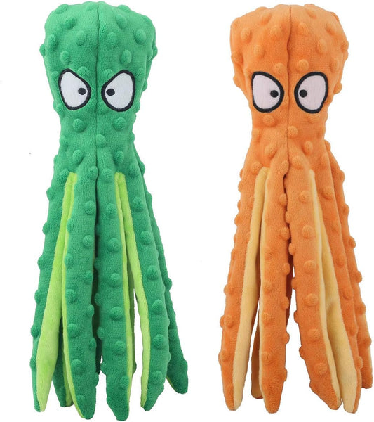 KFX-2022589 Durable Octopus Plush Dog Toy with Crinkle Sound for Interactive Play and Teething Relief