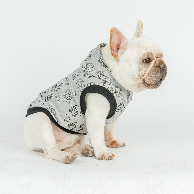 KFX-2026173 Cartoon Hooded Short-Sleeved Cotton Sweater Vest for Casual Wear