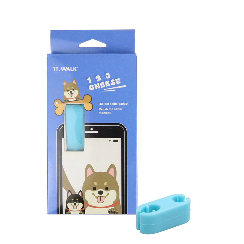 KFX-2028477 Pet Selfie Clip Camera Lens - Silicone Accessory for Capturing Moments in Blue or Pink