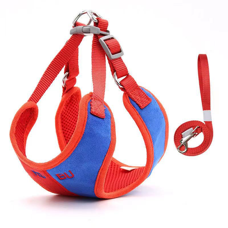 KFX-2029245 Soft Suede Vest-Style Chest Harness with Leash for Dogs