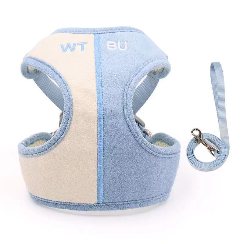 KFX-2029245 Soft Suede Vest-Style Chest Harness with Leash for Dogs