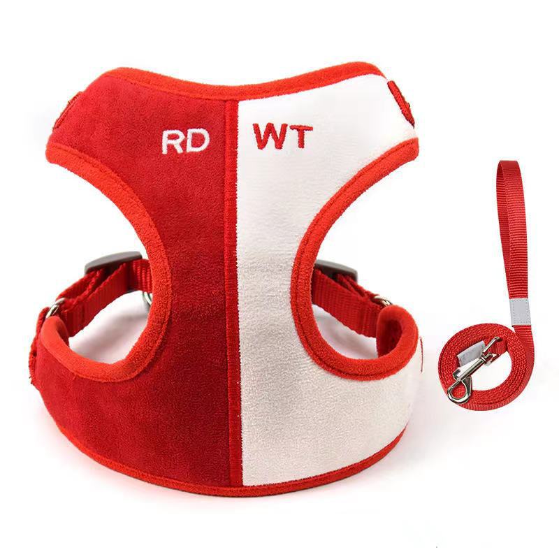 KFX-2029245 Soft Suede Vest-Style Chest Harness with Leash for Dogs