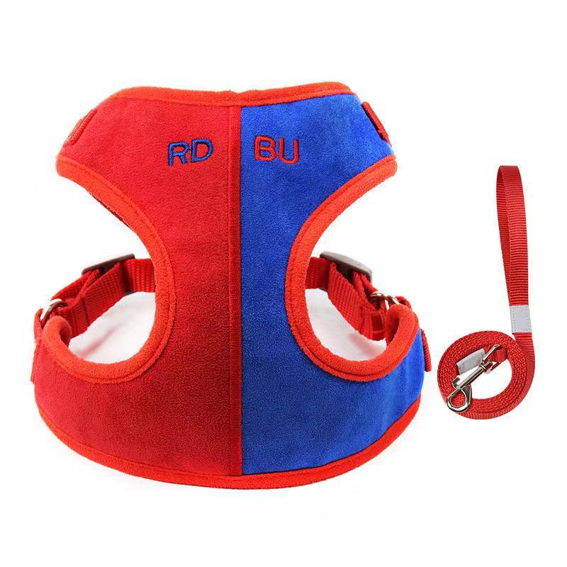 KFX-2029245 Soft Suede Vest-Style Chest Harness with Leash for Dogs
