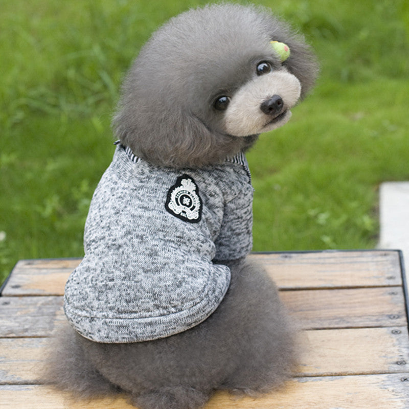 KFX-2031037 Casual Wool Pet Dog Hoodie in Blue and Grey - Sizes S to XXL