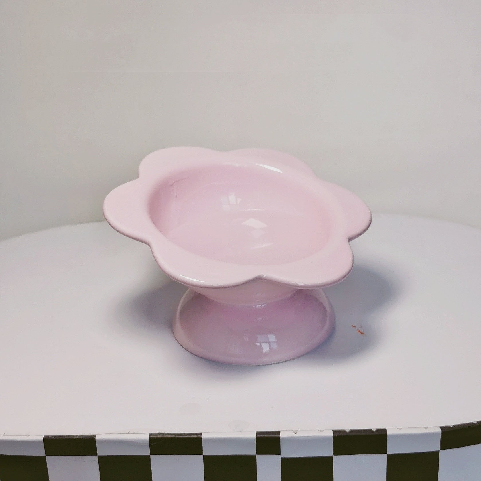 KFX-2032829 Oblique Mouth High Foot Ceramic Pet Bowl in Yellow and Purple Options