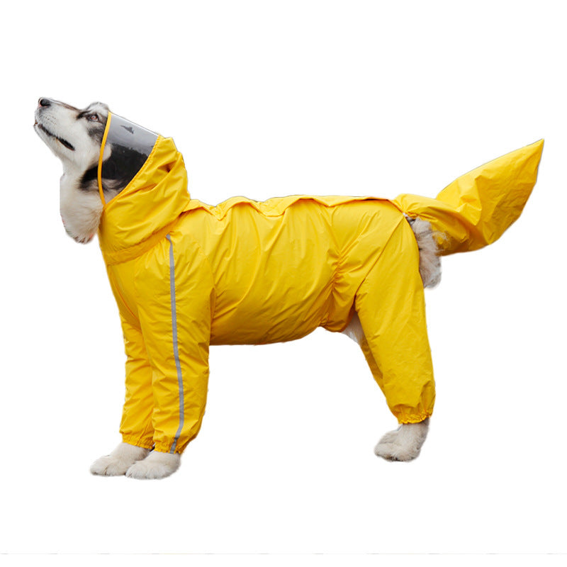 KFX-2034237 Dog Raincoat with Tail Cover in Yellow and Lake Blue - Available in Sizes 8XL to 12XL