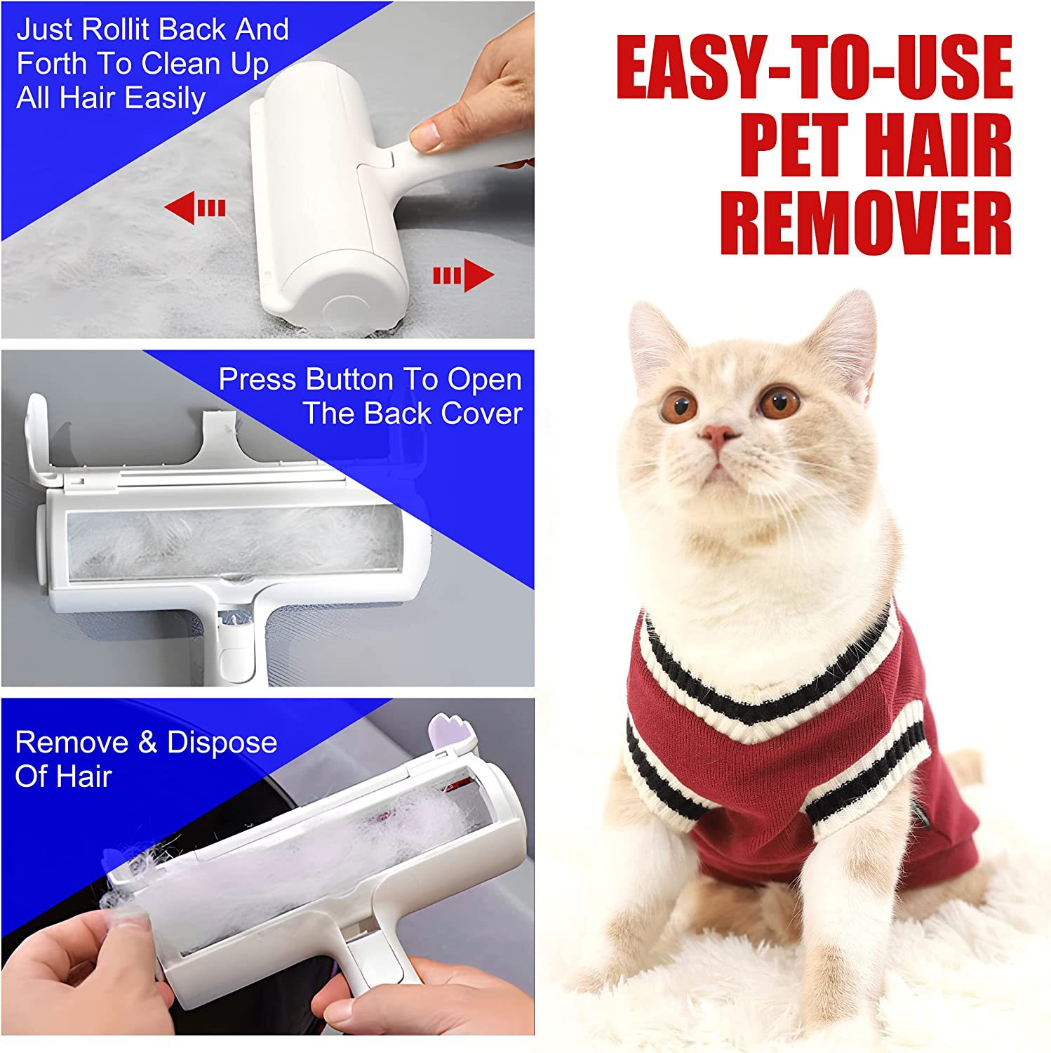 KFX-2038205 Pet Hair Picker Roller for Dogs and Cats - Effective Hair Remover Tool
