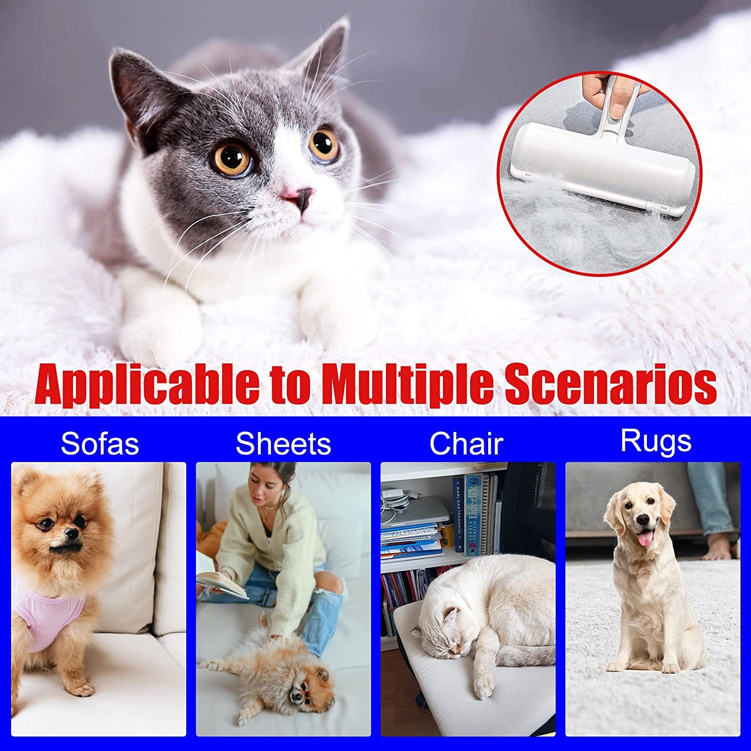 KFX-2038205 Pet Hair Picker Roller for Dogs and Cats - Effective Hair Remover Tool
