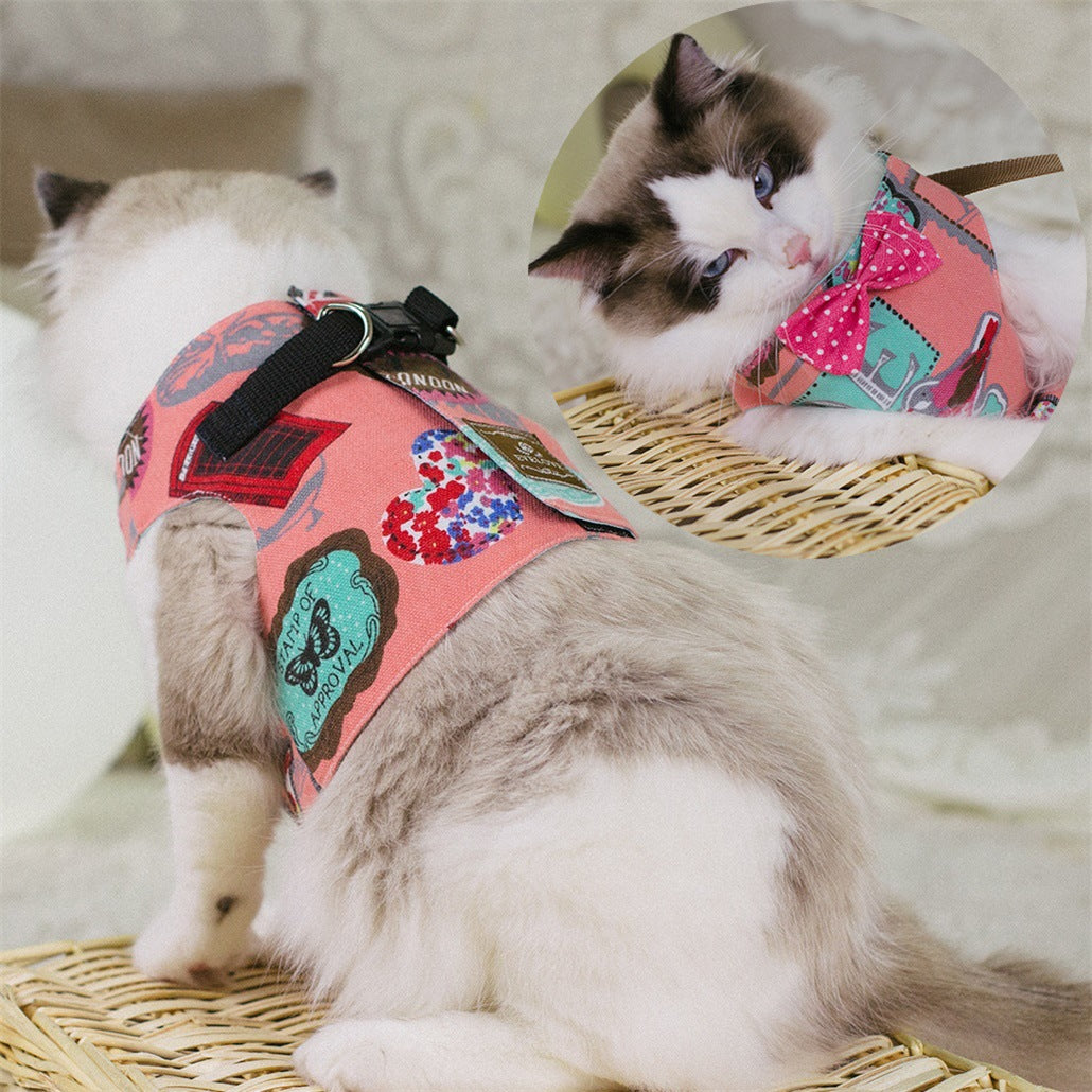 KFX-2041661 Cat Chest Harness and Traction Rope - Multiple Styles and Sizes Available