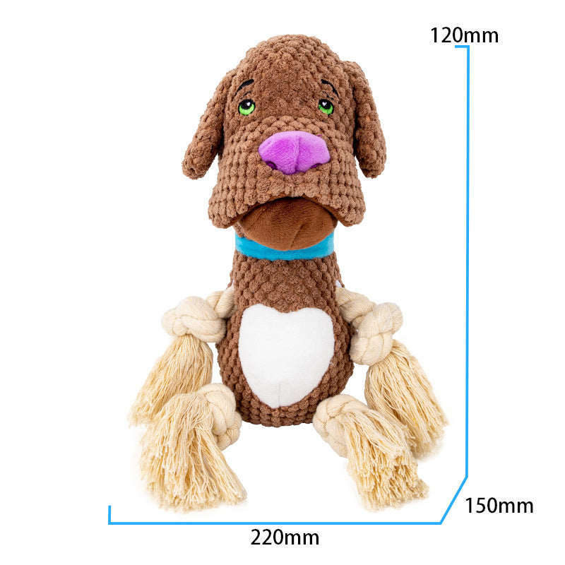 KFX-2042045 Plush Cotton Pug Dog Toy with Vocalization and Bite-Resistant String