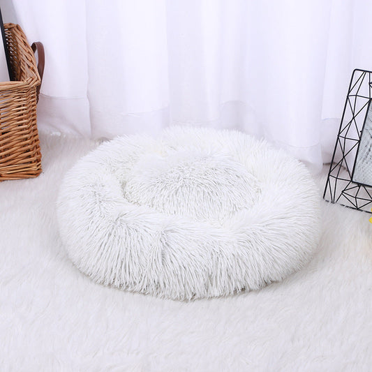 KFX-2042429 Thick Plush Round Cat Litter Mat for Autumn and Winter - Multiple Sizes and Colors Available