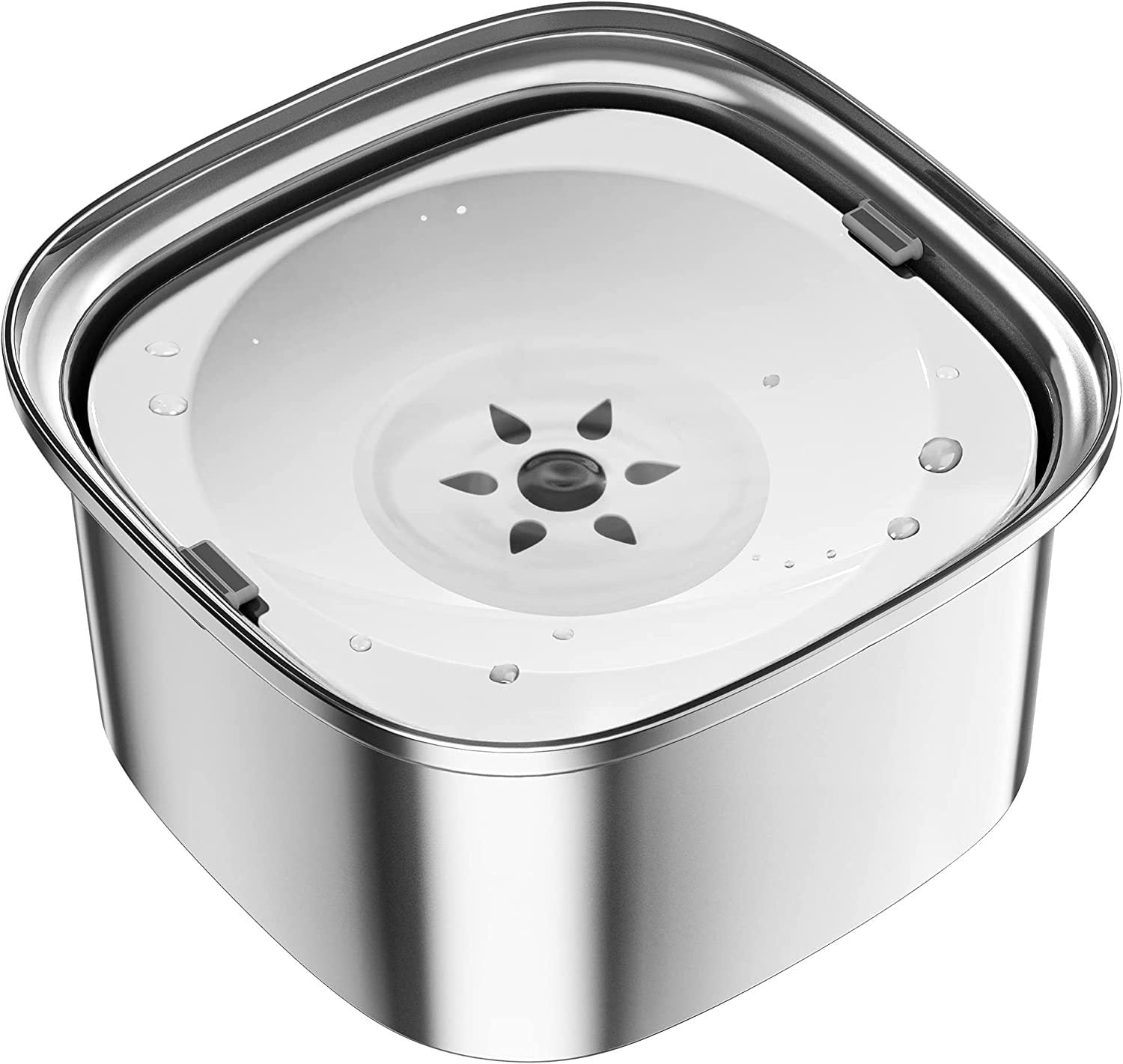 KFX-2042557 Large Capacity Pet Water Bowl - Stainless Steel with Floating Design in Various Colors