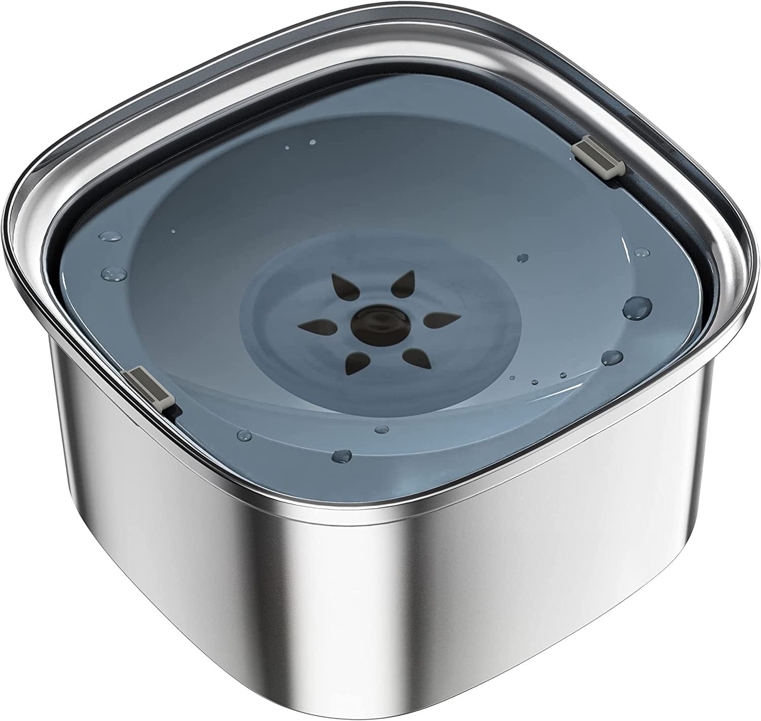 KFX-2042557 Large Capacity Pet Water Bowl - Stainless Steel with Floating Design in Various Colors
