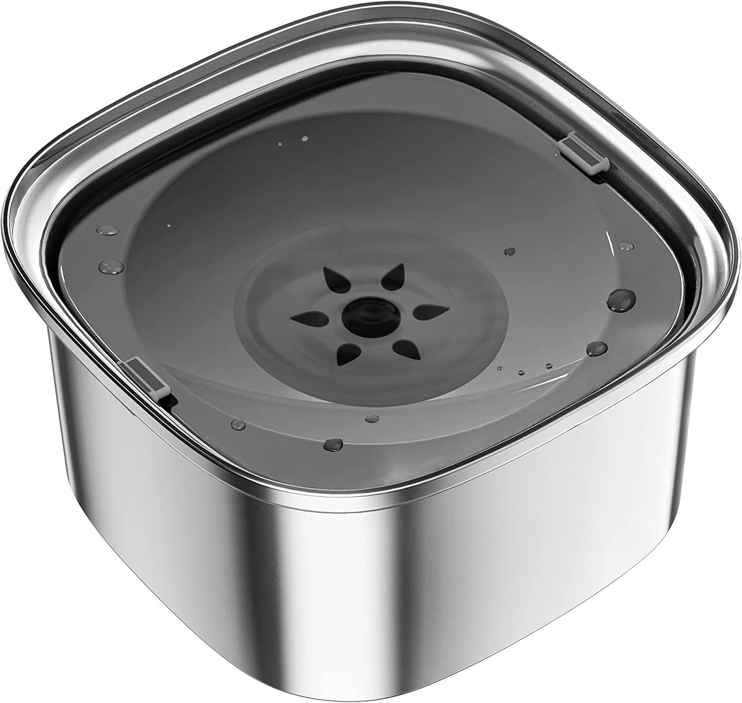 KFX-2042557 Large Capacity Pet Water Bowl - Stainless Steel with Floating Design in Various Colors