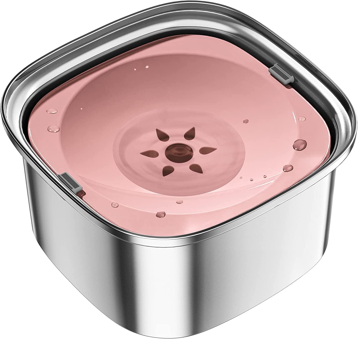 KFX-2042557 Large Capacity Pet Water Bowl - Stainless Steel with Floating Design in Various Colors