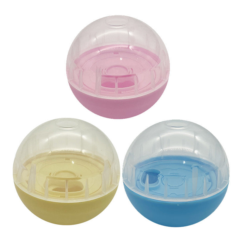 KFX-2043197 Pet Food Dispensing Tumbler Toy for Dogs and Cats - Durable Plastic, 8.5CM, Available in Blue, Pink, Yellow