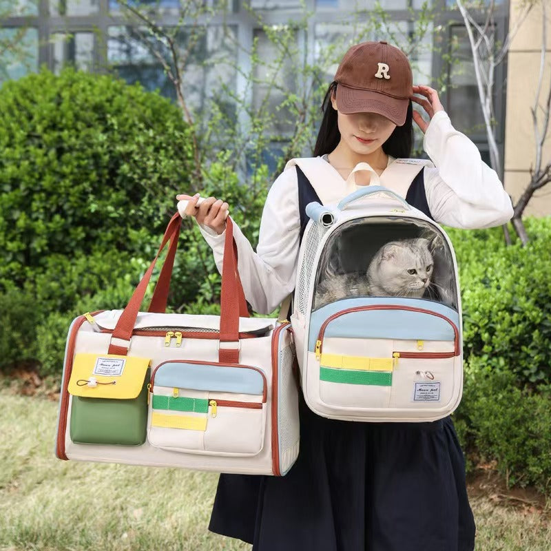 KFX-2044605 Portable Oxford Cloth Pet Backpack and Handbag with Medium Hardness