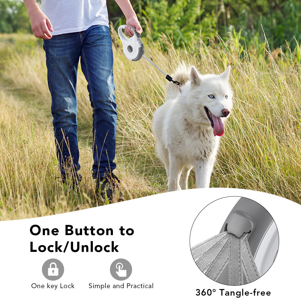 KFX-2047933 Retractable Reflective Dog Traction Belt - 4m Adjustable Pet Leash in Black or Off-White