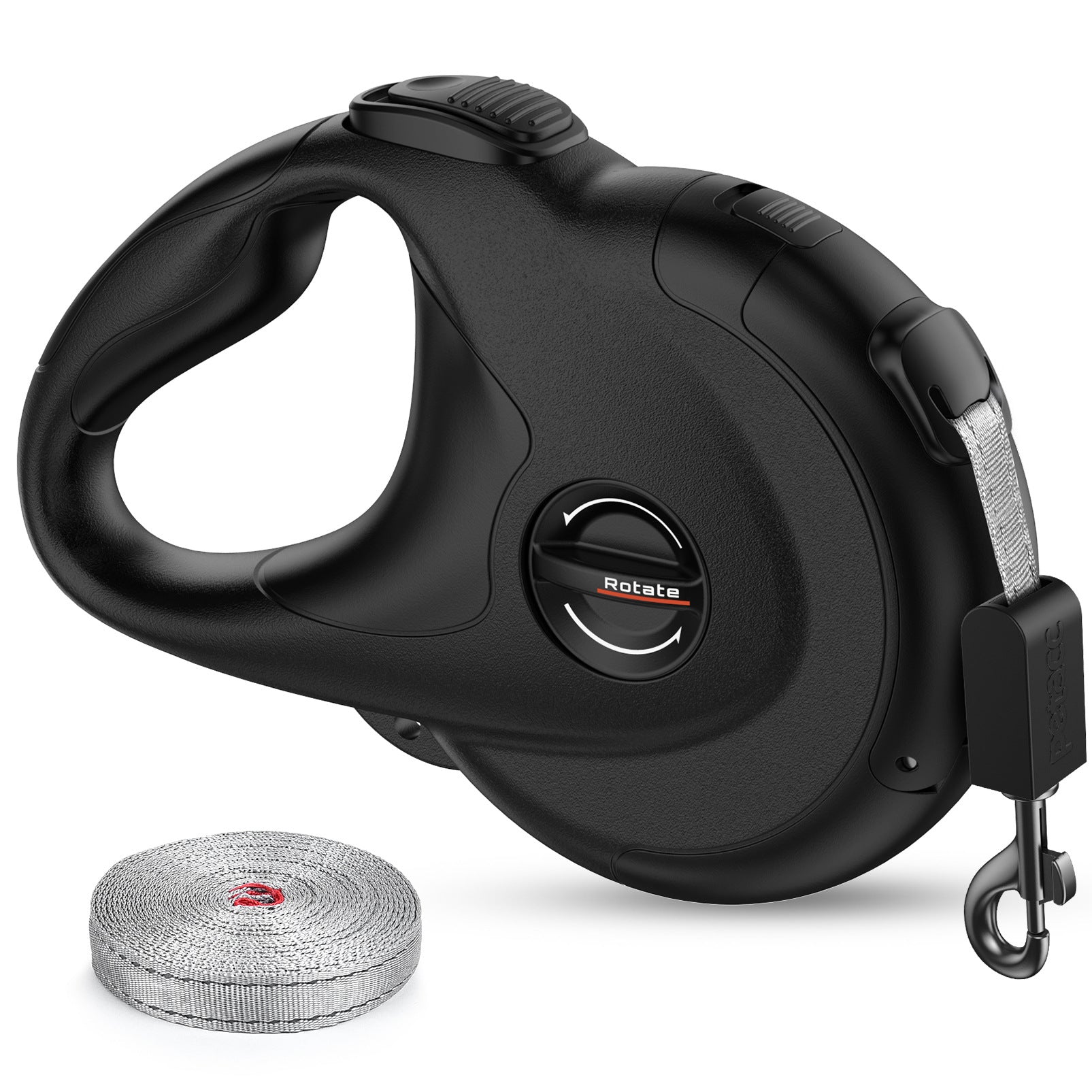 KFX-2047933 Retractable Reflective Dog Traction Belt - 4m Adjustable Pet Leash in Black or Off-White