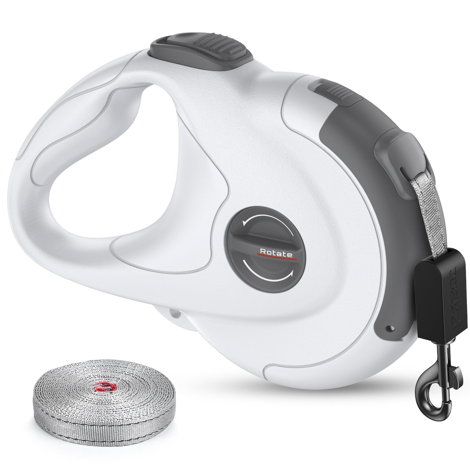 KFX-2047933 Retractable Reflective Dog Traction Belt - 4m Adjustable Pet Leash in Black or Off-White