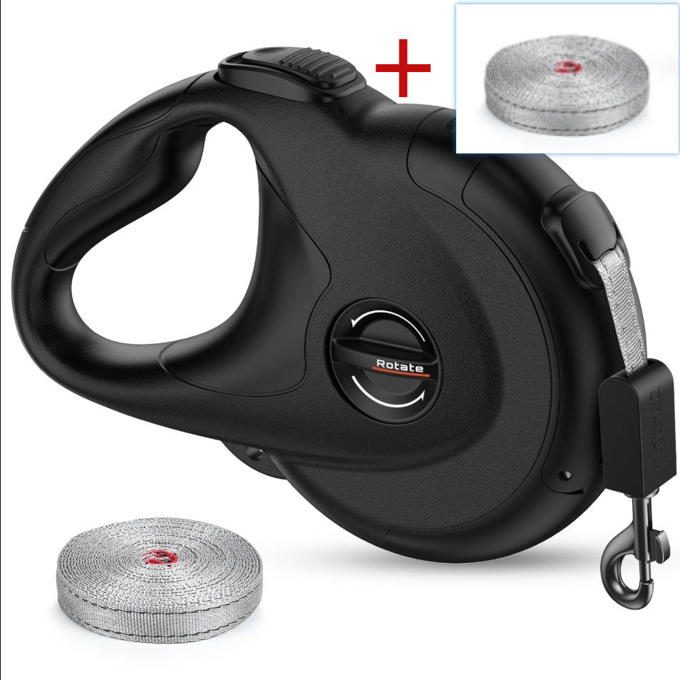 KFX-2047933 Retractable Reflective Dog Traction Belt - 4m Adjustable Pet Leash in Black or Off-White