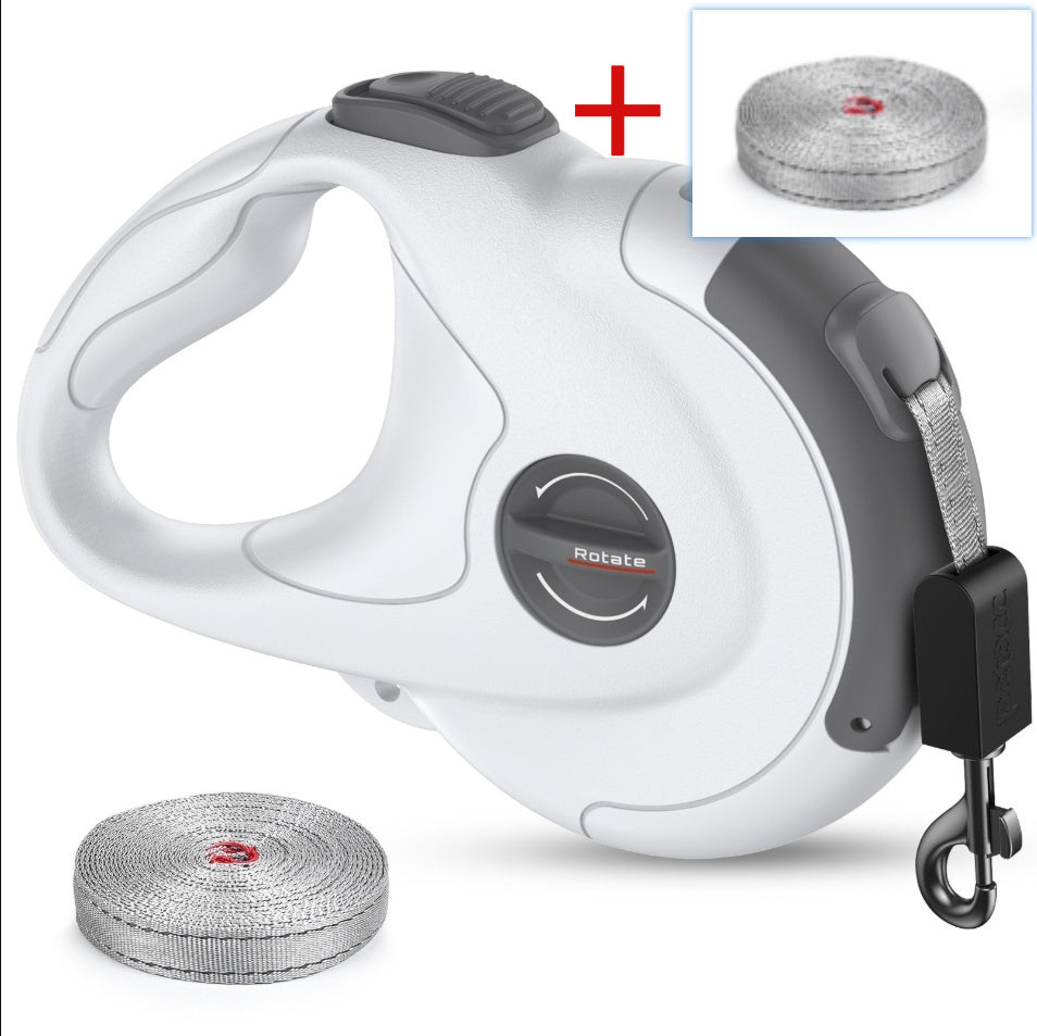 KFX-2047933 Retractable Reflective Dog Traction Belt - 4m Adjustable Pet Leash in Black or Off-White