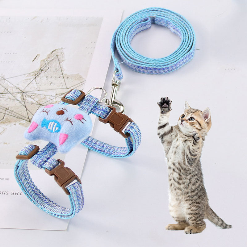 KFX-2049597 Adjustable I-Shaped Pet Harness with Traction Rope for Walking Cats