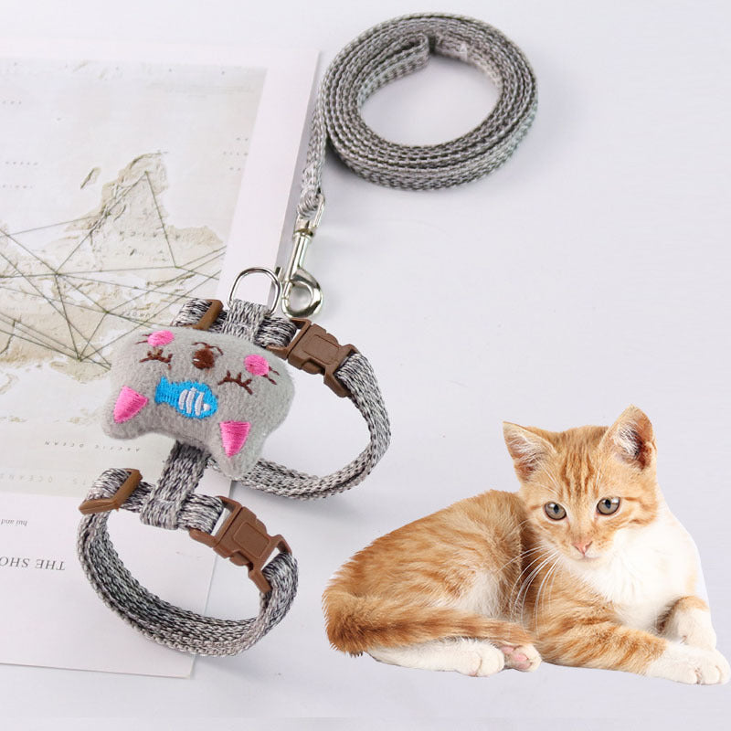 KFX-2049597 Adjustable I-Shaped Pet Harness with Traction Rope for Walking Cats