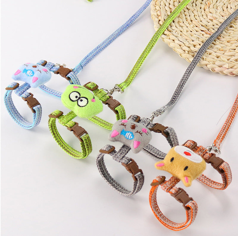 KFX-2049597 Adjustable I-Shaped Pet Harness with Traction Rope for Walking Cats