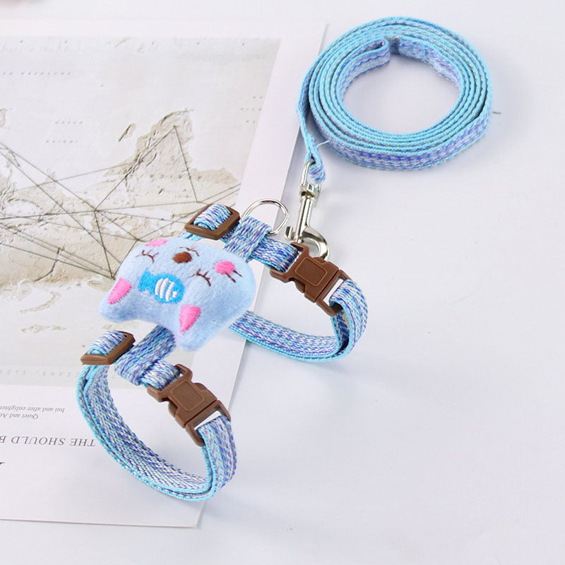 KFX-2049597 Adjustable I-Shaped Pet Harness with Traction Rope for Walking Cats