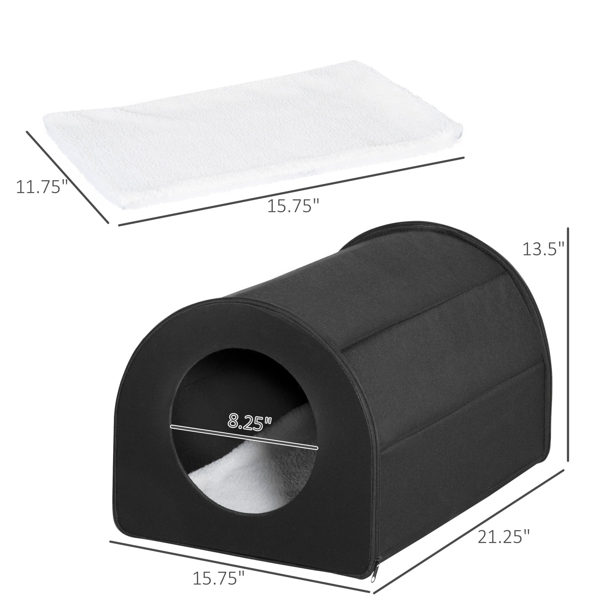 KFX-2051773 Winter Portable Heated Double Wide Water-Resistant Cat House for Indoor and Outdoor Use