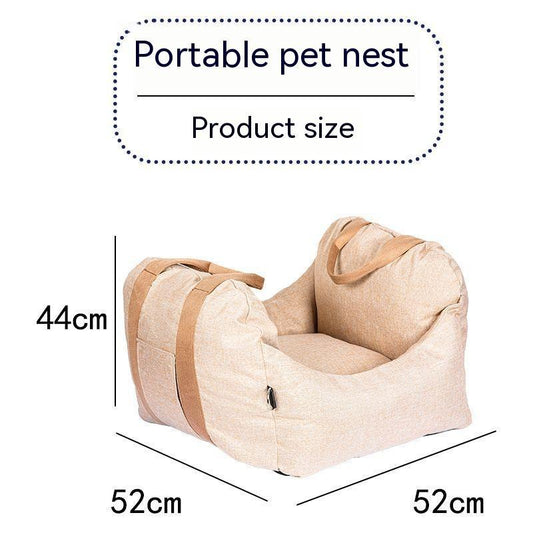 KFX-2052157 Portable Light Brown Car Kennel for Dogs - 44CM x 52CM Cloth Design
