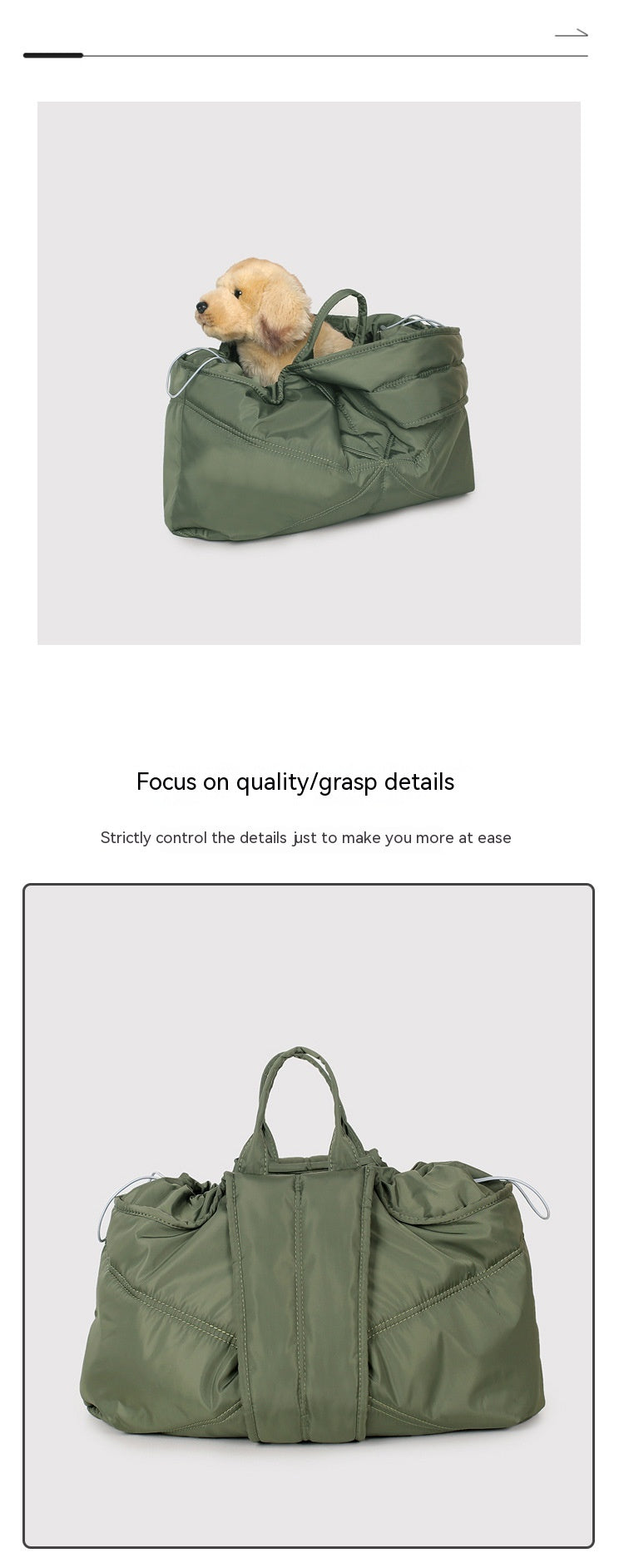 KFX-2056125 Large Capacity Solid Color Pet Carry Bag in Beige, Khaki, and Gray