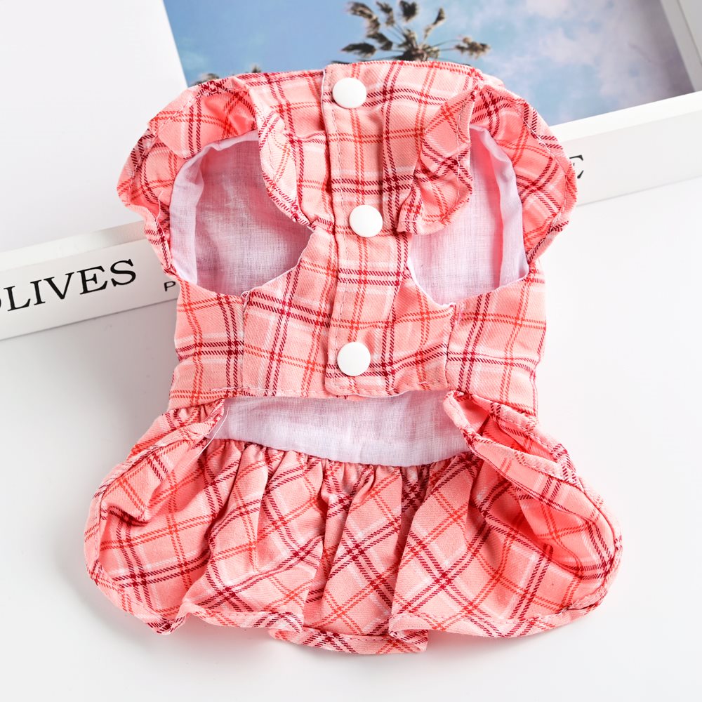 KFX-2056253 Pet Thin Waistcoat Skirt with Leash for Dogs and Cats - Cotton Fabric, Red and Khaki, Suitable for 3 Months and Older