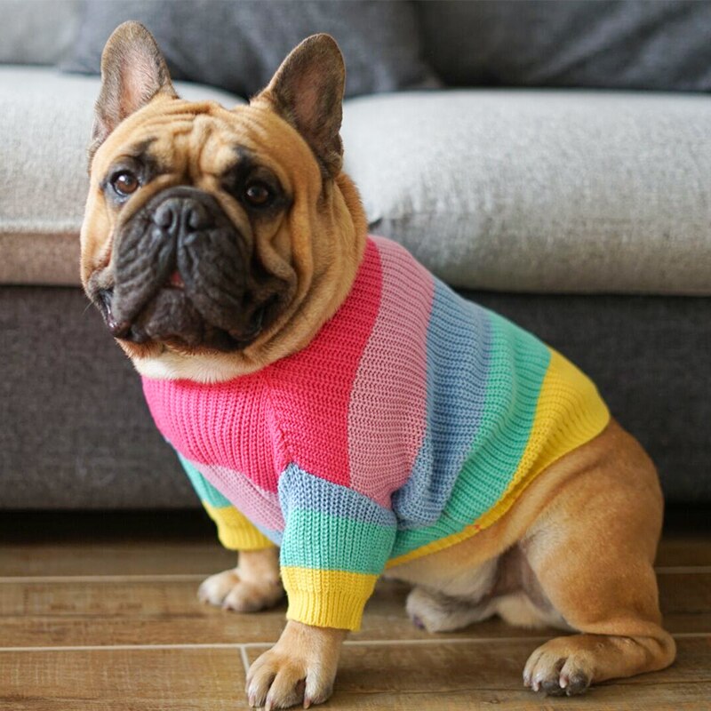 KFX-2058045 Rainbow Wool Dog Sweater in Various Sizes for Small to Large Breeds