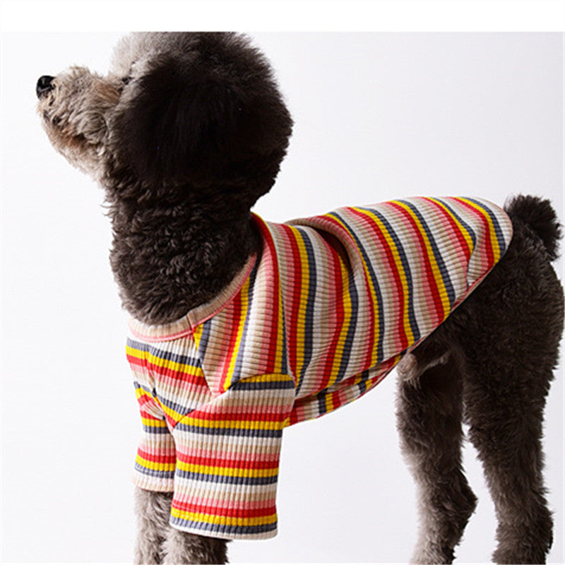 KFX-2059453 Summer Striped Cotton Vest for Dogs and Cats - Lightweight & Breathable Design