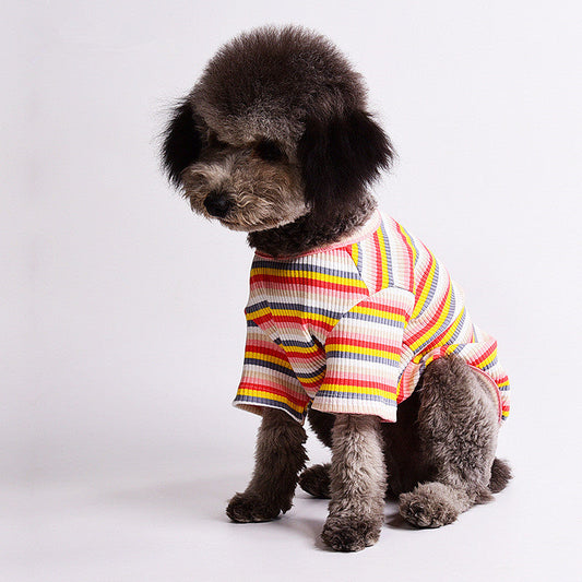 KFX-2059453 Summer Striped Cotton Vest for Dogs and Cats - Lightweight & Breathable Design