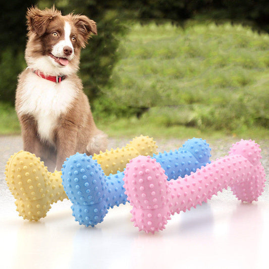 KFX-2060477 Dog TPR Teething Toy - Milk Flavor Prickly Bone Shape, Small & Large Options Available